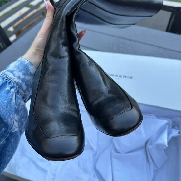 Clergerie Karl Knee HighTall Boots Soft Lambskin Leather Sz 8.5 Black Heels - Picture 10 of 13